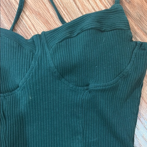 Green Ribbed Bustier Top - Picture 3 of 6